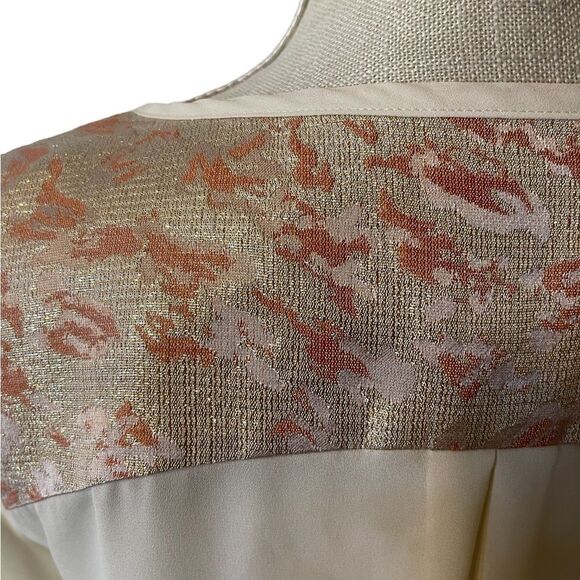 Anthropologie HD in Paris Cream Pink Sparkle Elinor Ruffle Long Sleeve Top - Picture 12 of 17